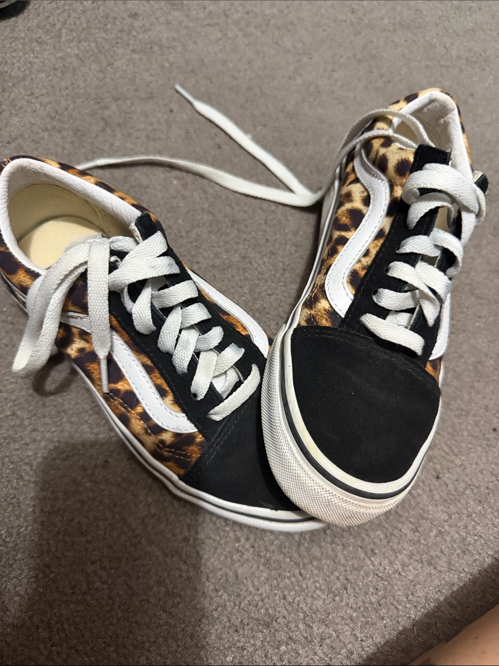 Vans Leopard Print Low-Top Sneakers in Black, Brown & White
